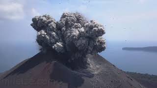 Krakatau volcano  spectacular explosions at day and night [upl. by Murry]