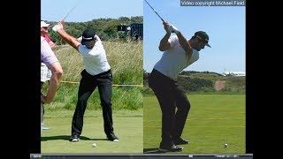 Jon Rahm golf swing  Long Iron faceon amp downtheline July 2017 [upl. by Gabriellia]