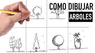 Como dibujar ARBOLES a MANO ALZADA  METODO FACIL [upl. by Kcolttam]