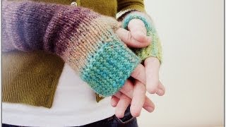 KNITTING TUTORIAL  FINGERLESS MITTENS [upl. by Kaazi]