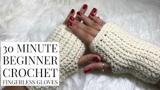 DIY 30 Minute Beginner Crochet Fingerless Gloves [upl. by Sigsmond243]