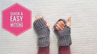 How to Loom Knit Quick amp Easy Fingerless Mittens DIY Tutorial [upl. by Ahsiken41]