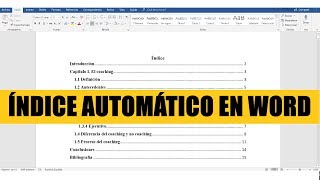 CÓMO HACER EL ÍNDICE AUTOMÁTICO EN WORD FÁCIL Y RÁPIDO [upl. by Ella]