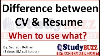 Difference between CV amp resume When to use what [upl. by Nerrawed]