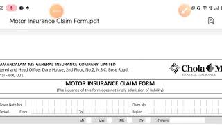 cholamandalam ms general insurancemotor claimintimationclaim form [upl. by Anairdna273]