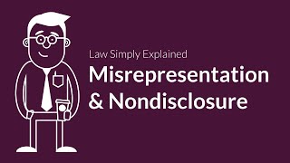 Misrepresentation and Nondisclosure  Contracts  Defenses amp Excuses [upl. by Zacek]