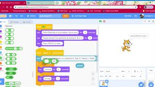 Simple multiple choice quiz tutorial in Scratch 30 PART 1 of 2 [upl. by Berky601]