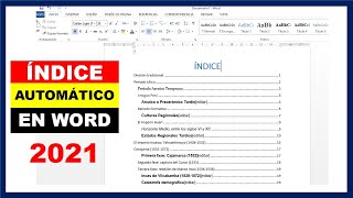 2021 Como hacer un índice automático en Word [upl. by Zebada]