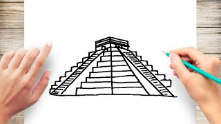 How to Draw Mayan Pyramid of Chichen Itza [upl. by Aggi699]