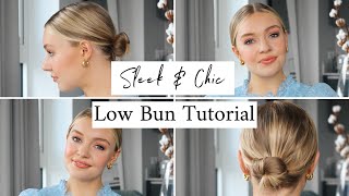 LOW BUN TUTORIAL  SLEEK amp EASY HAIRSTYLE [upl. by Assereht]