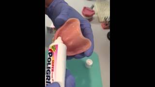 Applying denture adhesive paste [upl. by Audry]