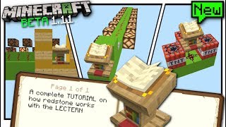 Minecraft  LECTERN  BETA 111  Redstone Tutorial  MCPE  Bedrock  Xbox  Switch [upl. by Hughett]