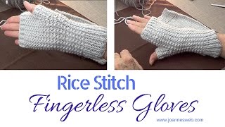 Rice Stitch Fingerless Gloves or Mittens  From Start to Finish Knitting [upl. by Herriott]