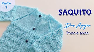 Como tejer un Saquito abrigo chambrita paso a paso a dos agujas palitos o tricot bebe Parte 12 [upl. by Tsuda]