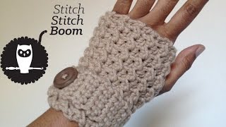 Crochet Tutorial Moss Stitch Fingerless Mittens [upl. by Annamaria]