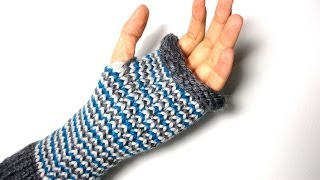 How to Loom Knit Fingerless Mittens changing colors DIY Tutorial OLD Version [upl. by Ekaterina693]