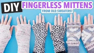 DIY Fingerless Mittens made from Old Sweaters  HGTV Handmade [upl. by Derfniw352]