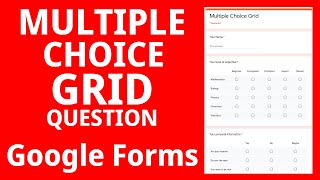 How to Create MULTIPLE CHOICE GRID GOOGLE FORMS  Google Form Training [upl. by Ragan]