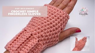 CROCHET simple FINGERLESS GLOVES [upl. by Wendelina]