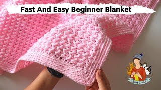 How To Crochet Fast And Easy Beginner Blanket [upl. by Vinay]