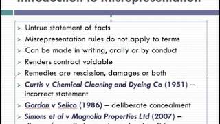 Misrepresentation Lecture 1 of 4 [upl. by Bucella903]