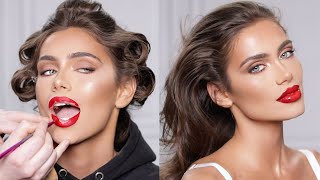 10 Minute Glam Red Glossy Lip  PAINTEDBYSPENCER [upl. by Mehsah]