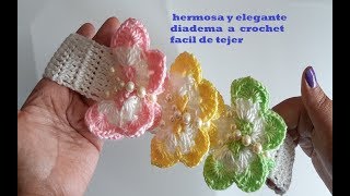 diadema a crochet  con mariposas tejidas en 3D facil paso a paso  crochet headband [upl. by Buhler945]