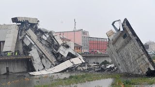 At least 20 dead as bridge collapses in Genoa Italy [upl. by Aronid992]