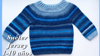 Como tejer paso a paso suéter jersey polera o chaqueta niños y niñas 23 años Crochet for Baby 201 [upl. by Haodnanehs269]