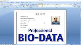 BIODATA in Microsoft Word  Resume for Job Application in Microsoft Word [upl. by Jean477]