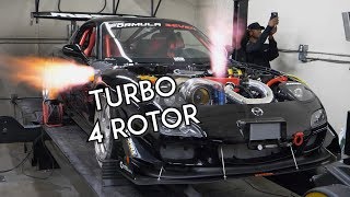 Turbo 4 Rotor RX7 SCREAMS on the Dyno  Mazzei Formula [upl. by Amby145]