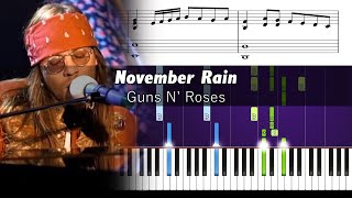 Guns N Roses  November Rain  Accurate Piano Tutorial with Sheet Music [upl. by Ailito]