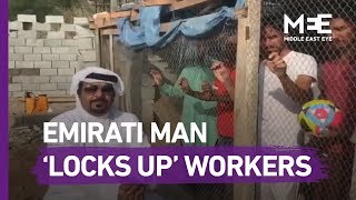 UAE man holds Indian workers in cage [upl. by Eilak]