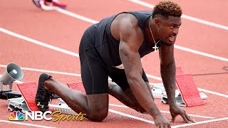 Seattle Seahawks wide receiver DK Metcalf competes in 100m race at USATF Golden Games  NBC Sports [upl. by Nelan]